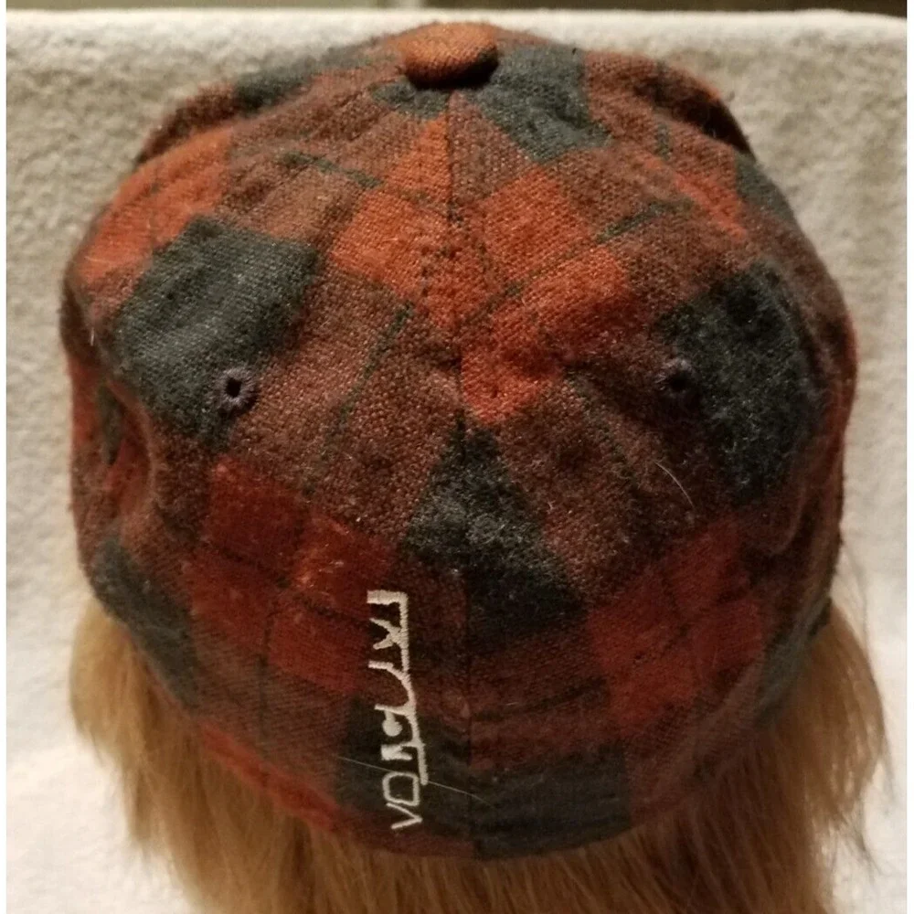 Volcom Plaid Baseball Hat Cap Snowboarding Skater‎ Surfer Skier Red/Brown/Black